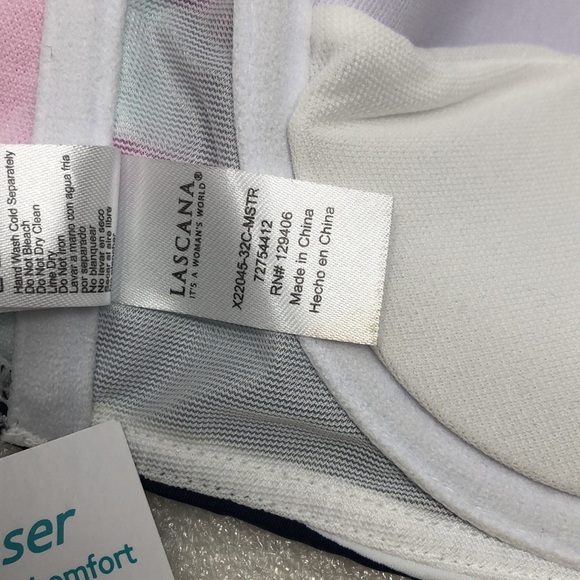 NEW LASCANA Bikini Top Multicolor Striped Halter Push Up Size 32C - Picture 4 of 8